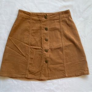 TAN/ORANGE CORDUROY BUTTON DOWN SKIRT